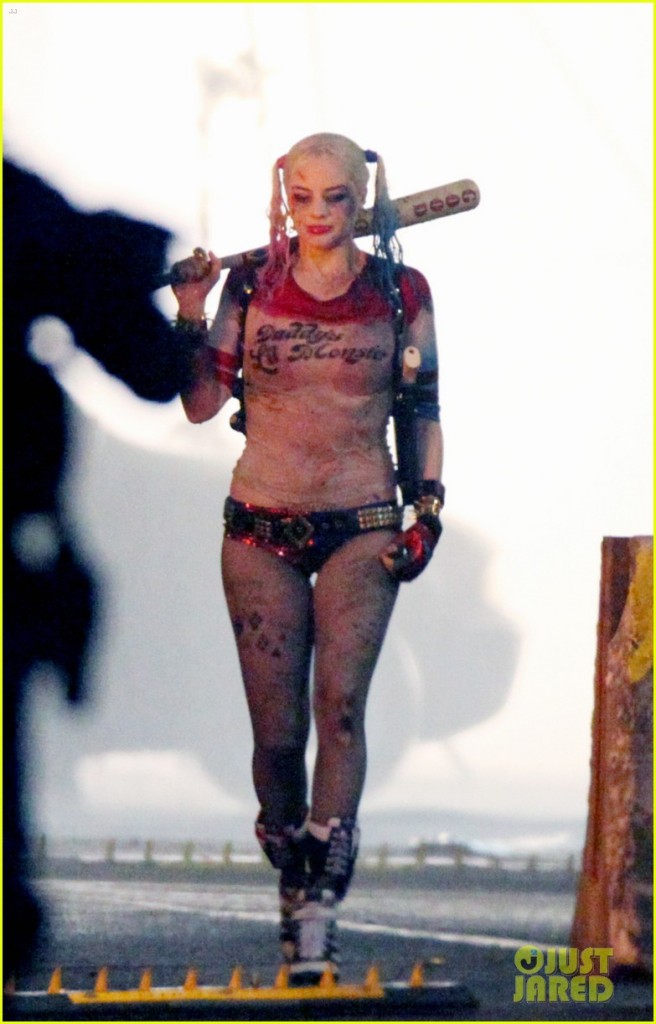 136928, EXCLUSIVE: Will Smith seen picking up Margot Robbie while filming 'Suicide Squad' in full costume. The Cast was filming on Bay street at 4am. The scene had fake rain that was pouring down on the stars and all seemed in good spirits about it. In movie Will Smith is seen as Deadshot, Margot Robbie as Harley Quinn, Jay Hernandez as El Diablo, Adam Beach, Adewale Akinnuoye-Agbaje as Killer Croc, Jai Courtney as Captain Boomerang, and Karen Fukuhara as Plastique. Will and Margot are re-united for the film after starring in the movie 'Focus' together, released in early 2015. Toronto, Canada - Saturday May 09, 2015. CANADA OUT Photograph: © PacificCoastNews. Los Angeles Office: +1 310.822.0419 sales@pacificcoastnews.com FEE MUST BE AGREED PRIOR TO USAGE