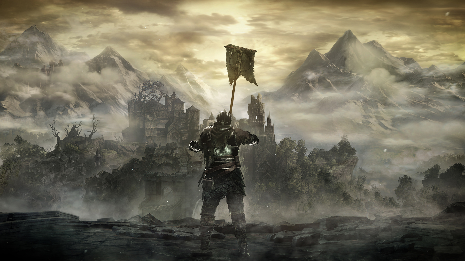 Rasing flag below High Wall of Lothric
