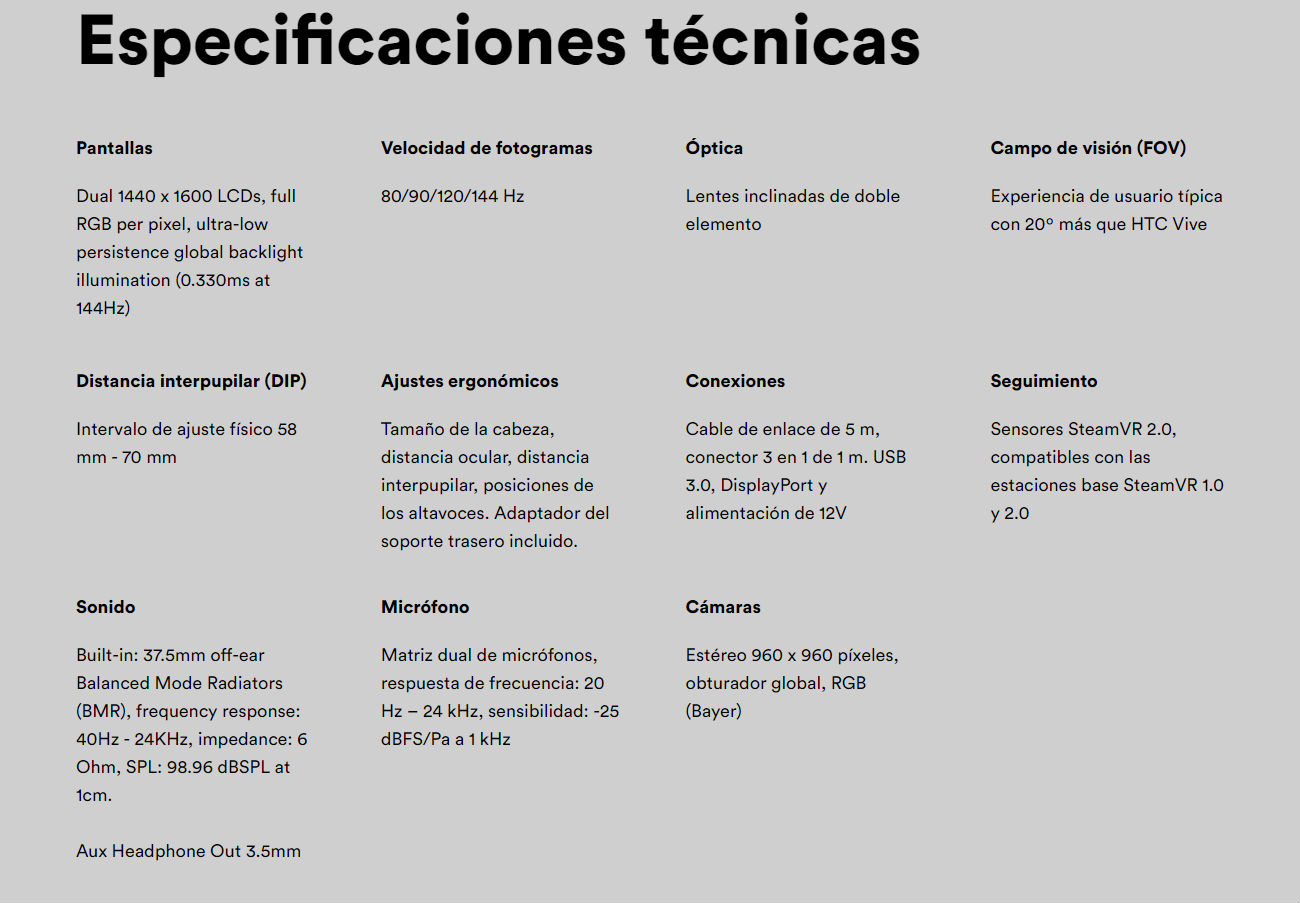 Valve Index especificaciones tecnicas Atomix