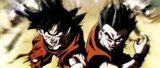 Ilustración nos muestra a Goku y Gohan como samuráis del antiguo Japón