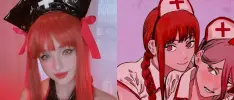 Modelo hace cosplay de Makima enfermera