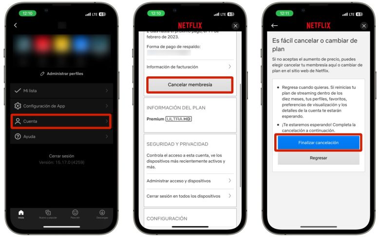 Cancelar suscripción Netflix 