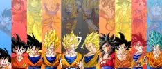 Esta imagen junta todas las transformaciones de Goku