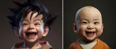 IA le da a personajes de Dragon Ball aspecto de bebés