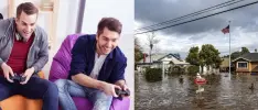 Usuarios juegan al PS4 en medio de inundación