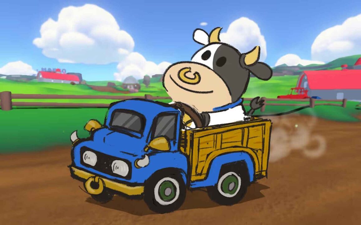 Arte conceptual de la vaca en Mario Kart World